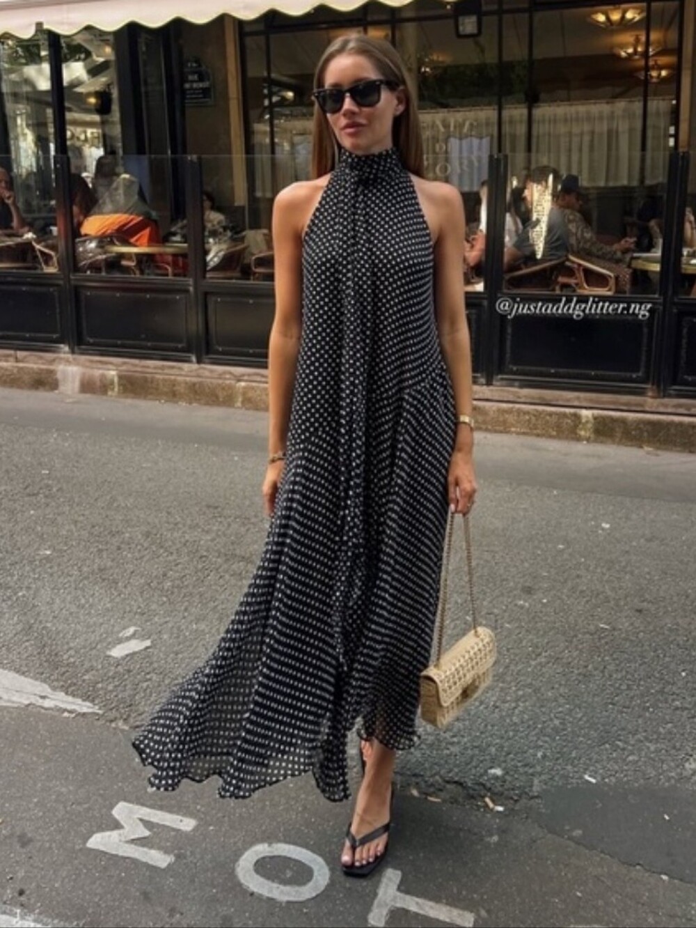 ZARA HALTER POLKA DOT DRESS Size M